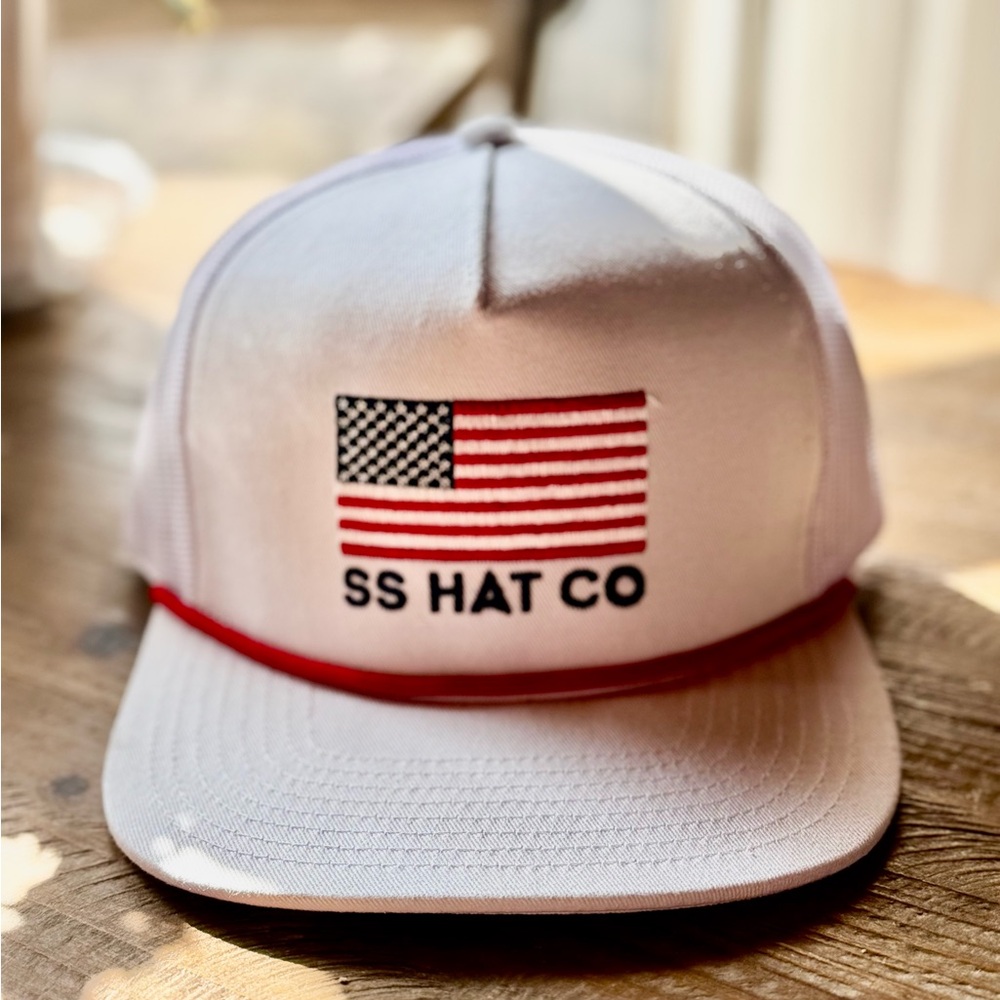 White and Red Men's Cap